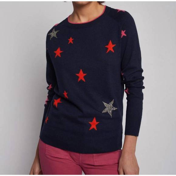 NEW VILAGALLO intarsia stars sweater in navy - Picture 1 of 4